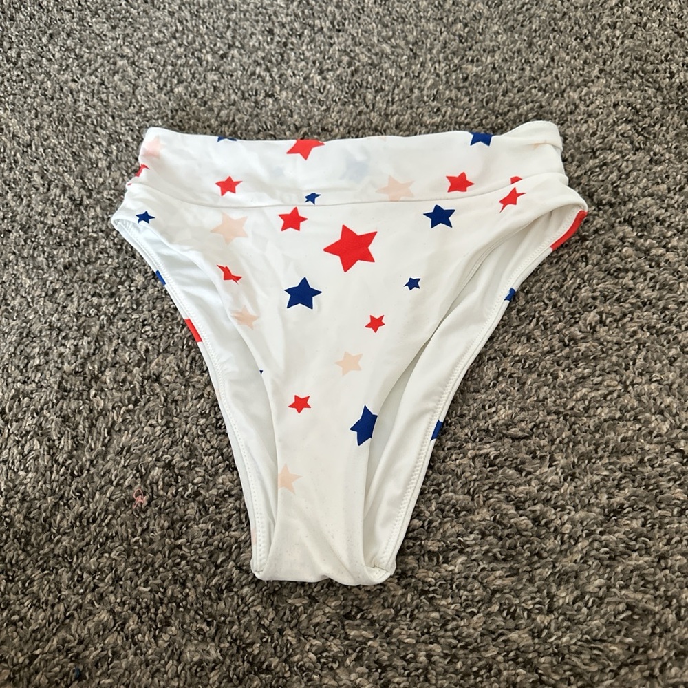 Star Patterned High-Waisted Bikini Bottom